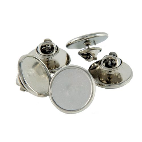 Premium Badge Blank round 18mm silver clutch fitting